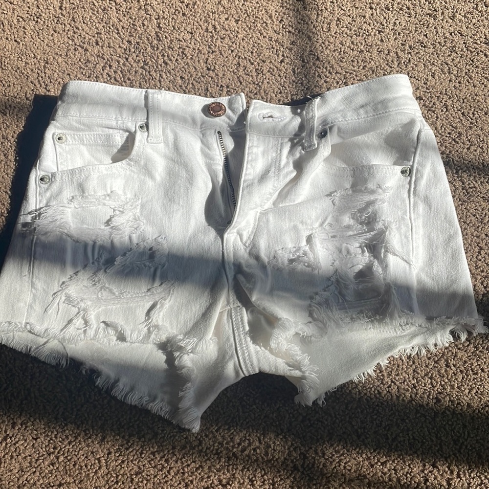 White ripped Jean shorts American Eagle